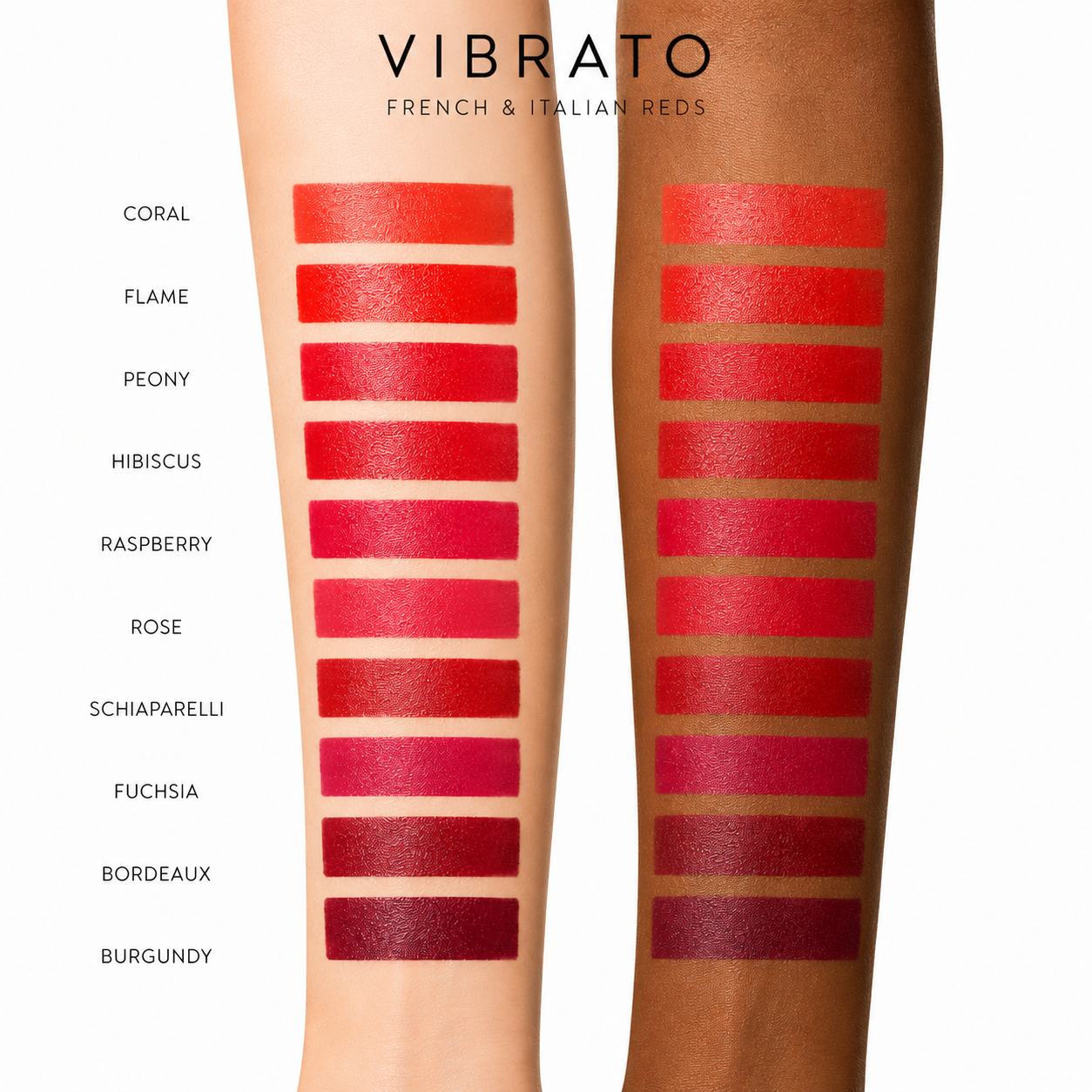 Vibrato Red Lip Palette Swatches